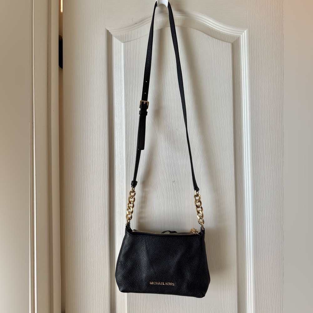 Michael Kors Black Crossbody Bag with Gold Accents